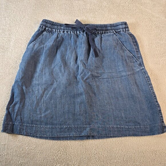 Ann Taylor Dresses & Skirts - Ann Taylor Chambray Skirt Womens Small Blue Linen Drawstring Beach Western Boho